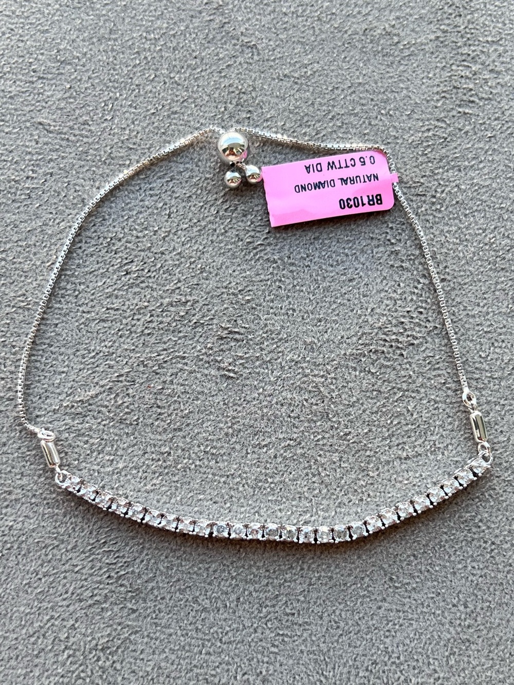 Sterling Silver Natural Diamond Adjustable Tennis Bracelet